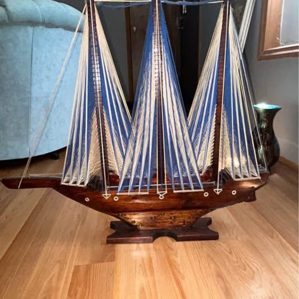 Wood and String Art Sail Boat Decor Vintage Nautical